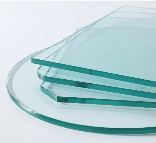 Mesa de vidrio templado redondo transparente de 8 mm 10 mm de color gris transparente con hardware de acero