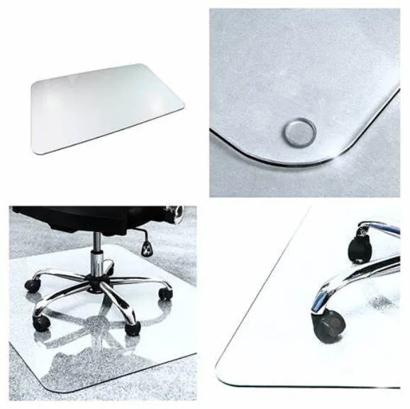 Alfombrillas de silla de servicio pesado de vidrio templado de 5 mm con bordes biselados