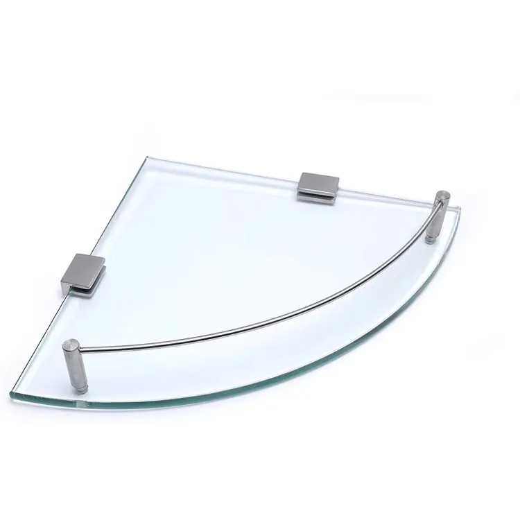 Estante de almacenamiento de ba&ntilde;o de vidrio templado de montura de pared de acero inoxidable