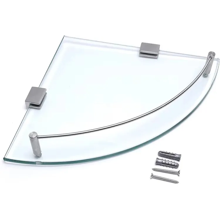 Estante de almacenamiento de ba&ntilde;o de vidrio templado de montura de pared de acero inoxidable