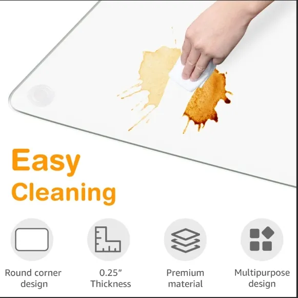 Metera de escritorio de silla de vidrio templado gris de oficina para alfombras y piso de madera dura