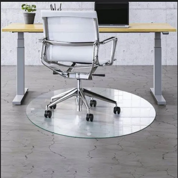 Esteras de silla de vidrio templado redondo para madera dura y piso de alfombra