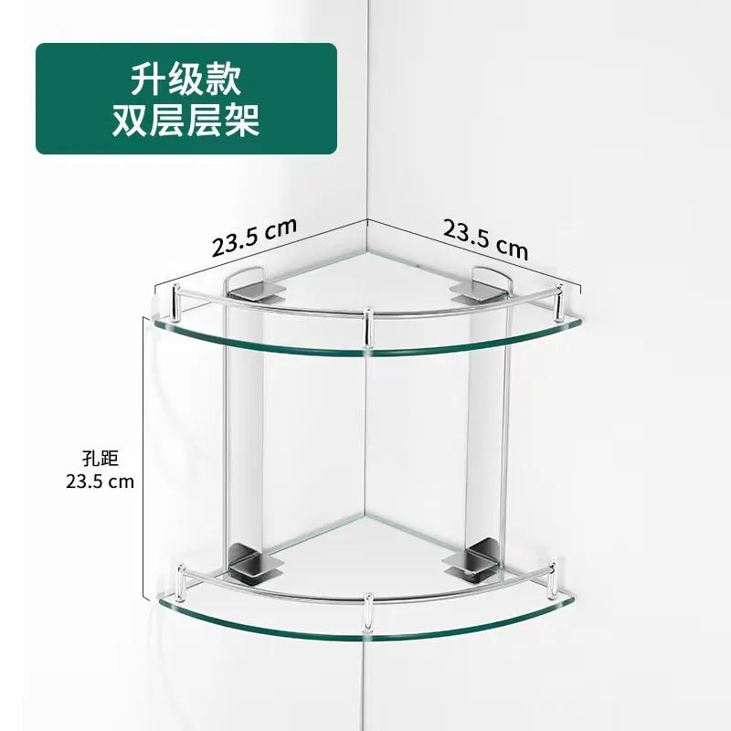 Estante de rinc&oacute;n de la esquina del tri&aacute;ngulo de vidrio templado