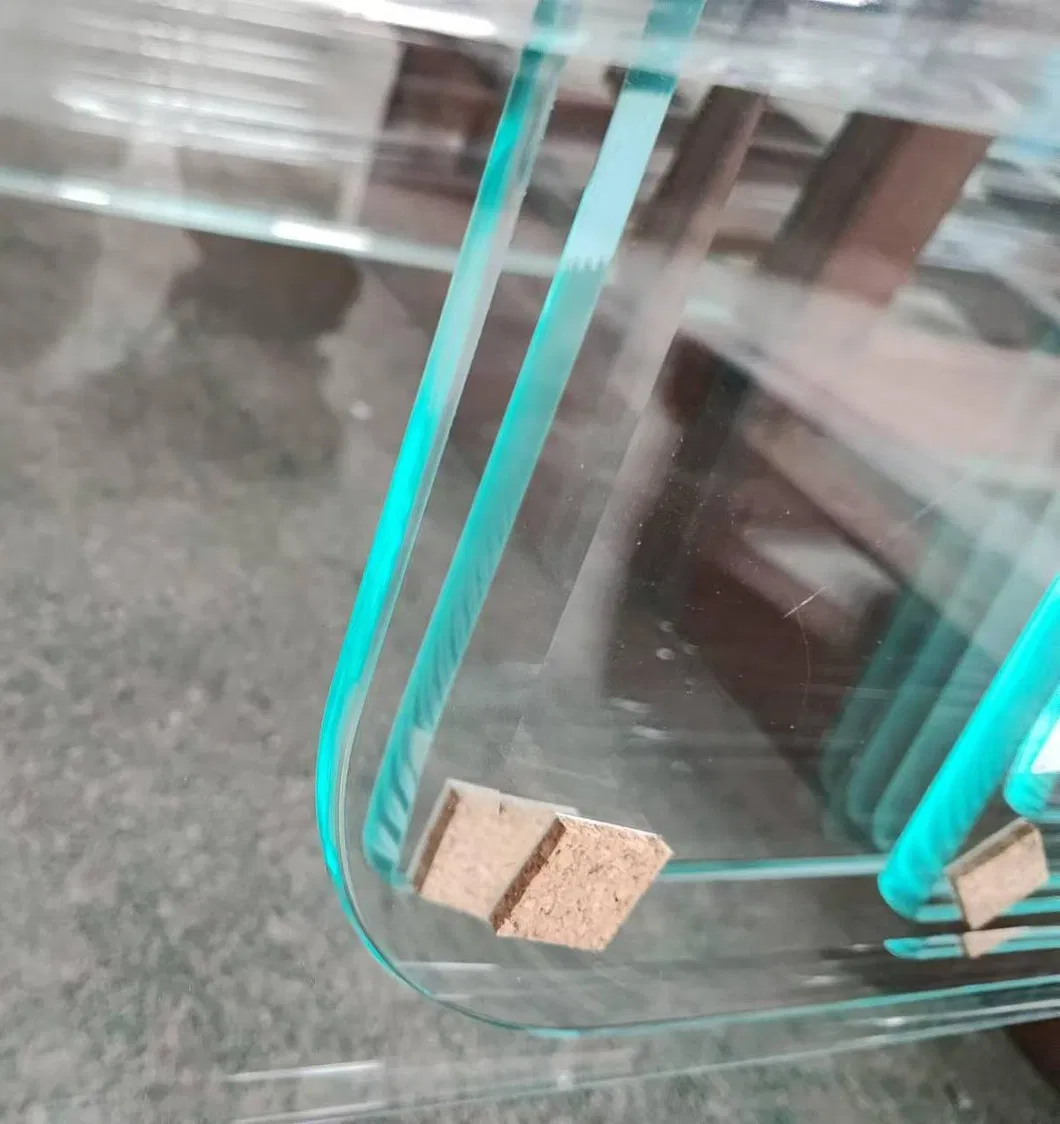 L&aacute;piz de vidrio templado curvado extra claro bordes y ranuras pulidos planos